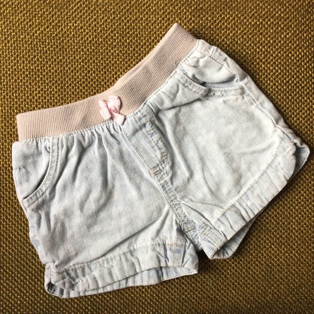 Polka dot jean shorts